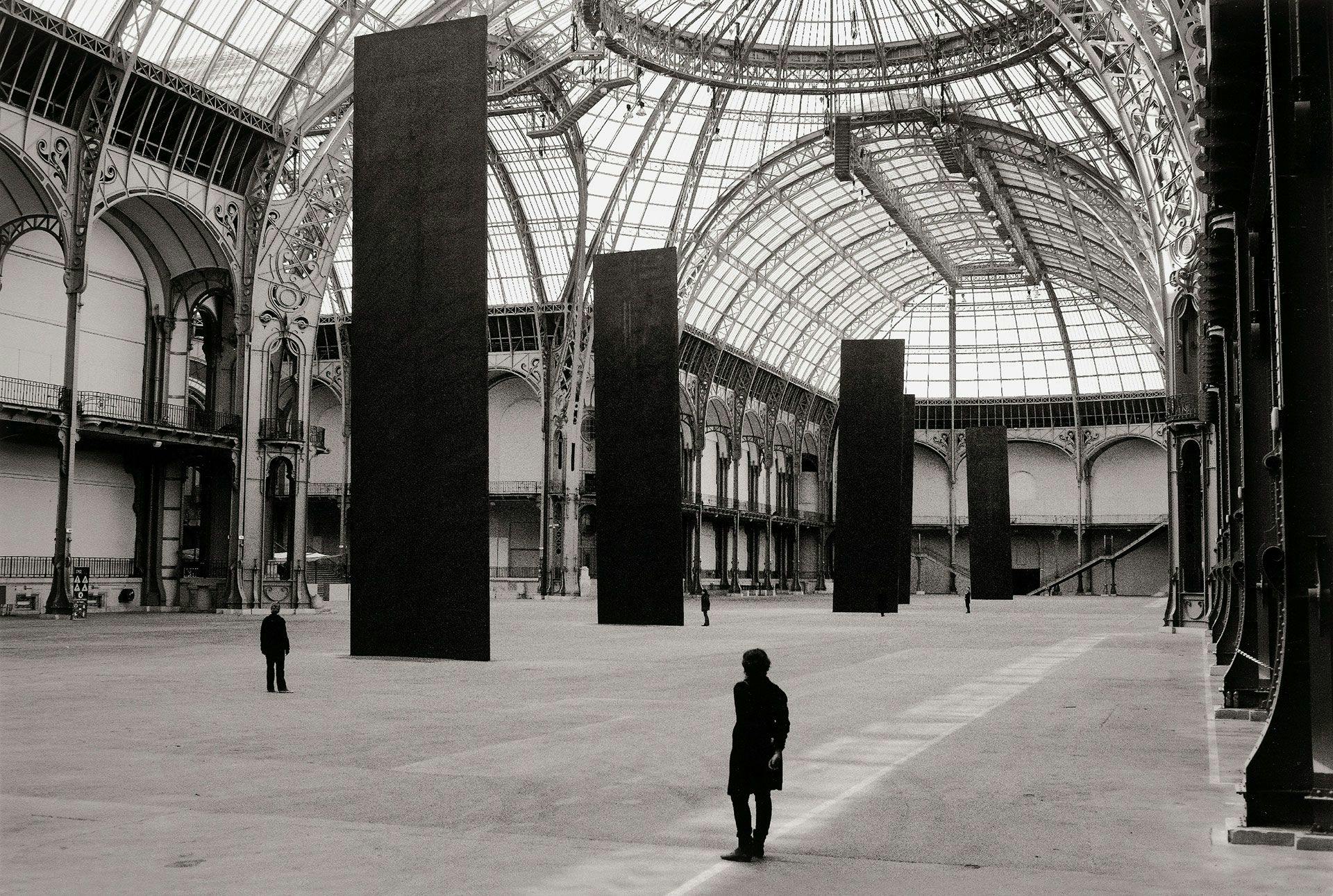 Installation view of steel sculpture by Richard Serra at the Grand Palais, dated 2008.